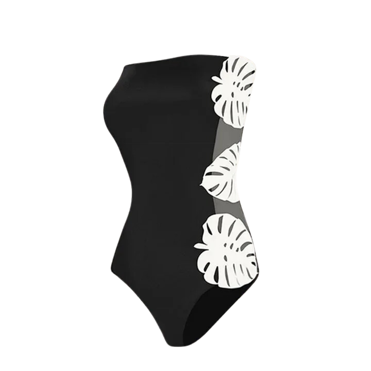 Plus Size Bandeau Side Cutout  Black One Piece Swimsuit and Skirt Flaxmaker