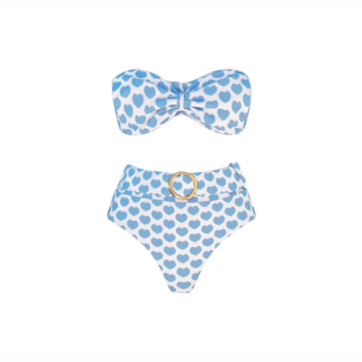 Plus Size Heart Print Bikini Swimsuit and Skirt