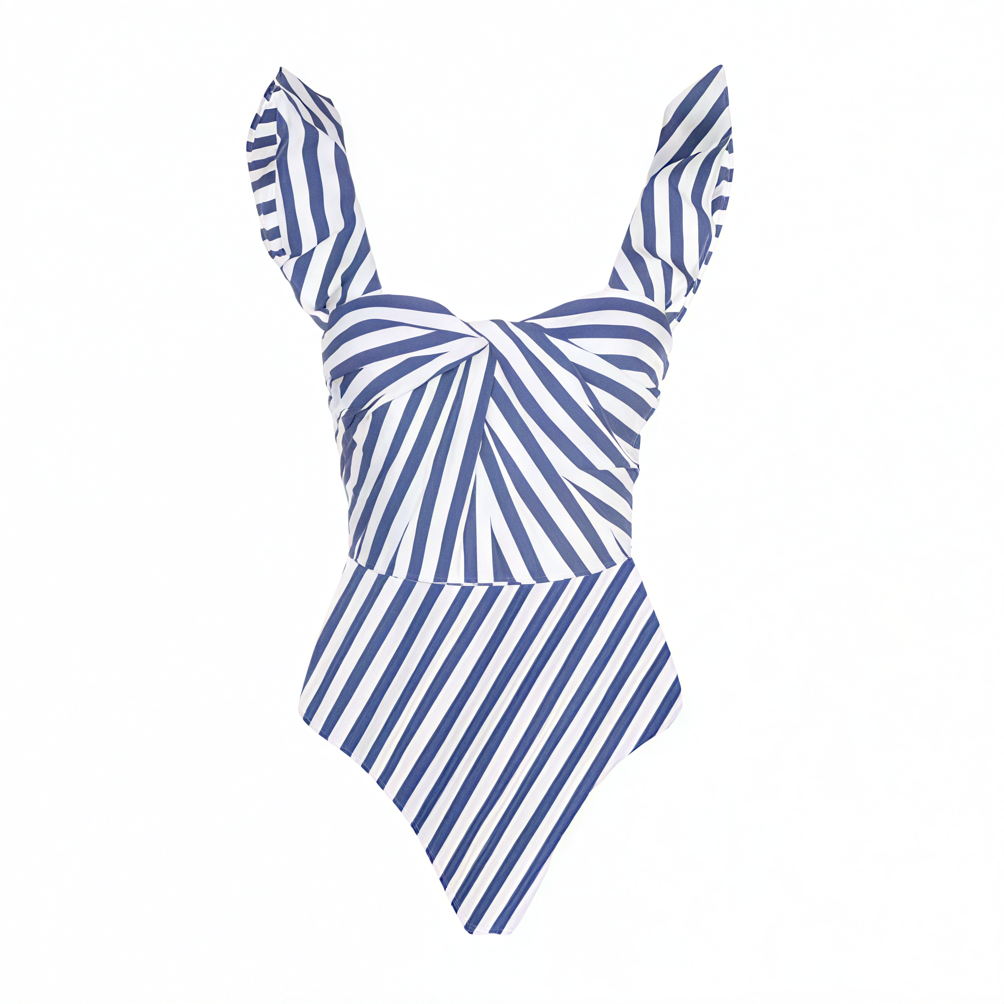 Plus Size Ruffle Striped Print One Piece Swimsuit and Skirt