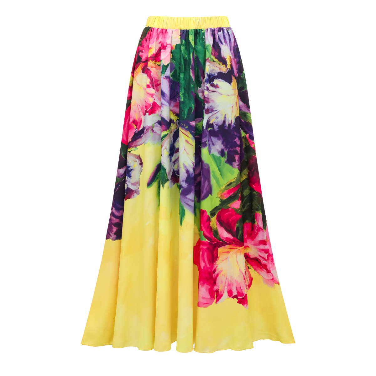 Yellow Oil Painting Flower Print Swimsuit and Sarong