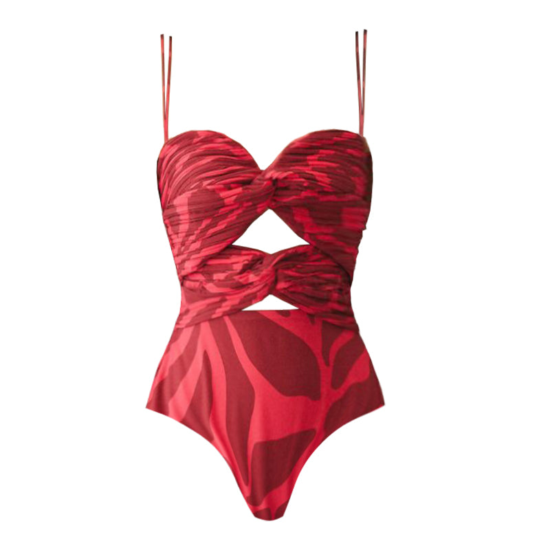 Plus Size Printed One Piece Swimsuit and Skirt