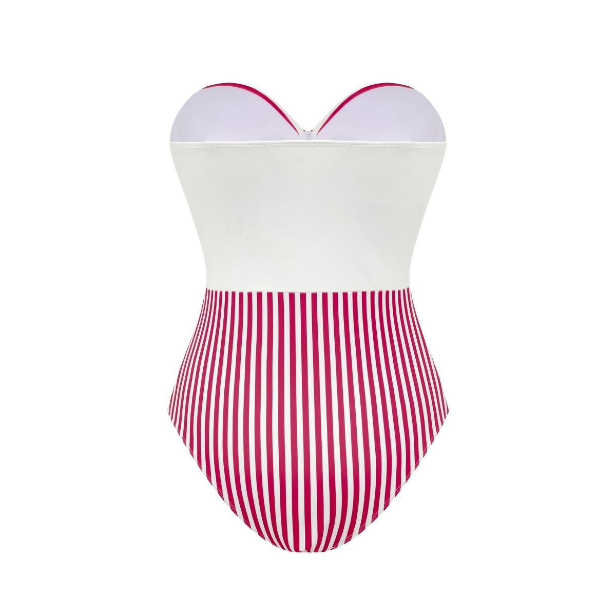 Plus Size Bandeau Striped Print One Piece Swimsuit and Skirt