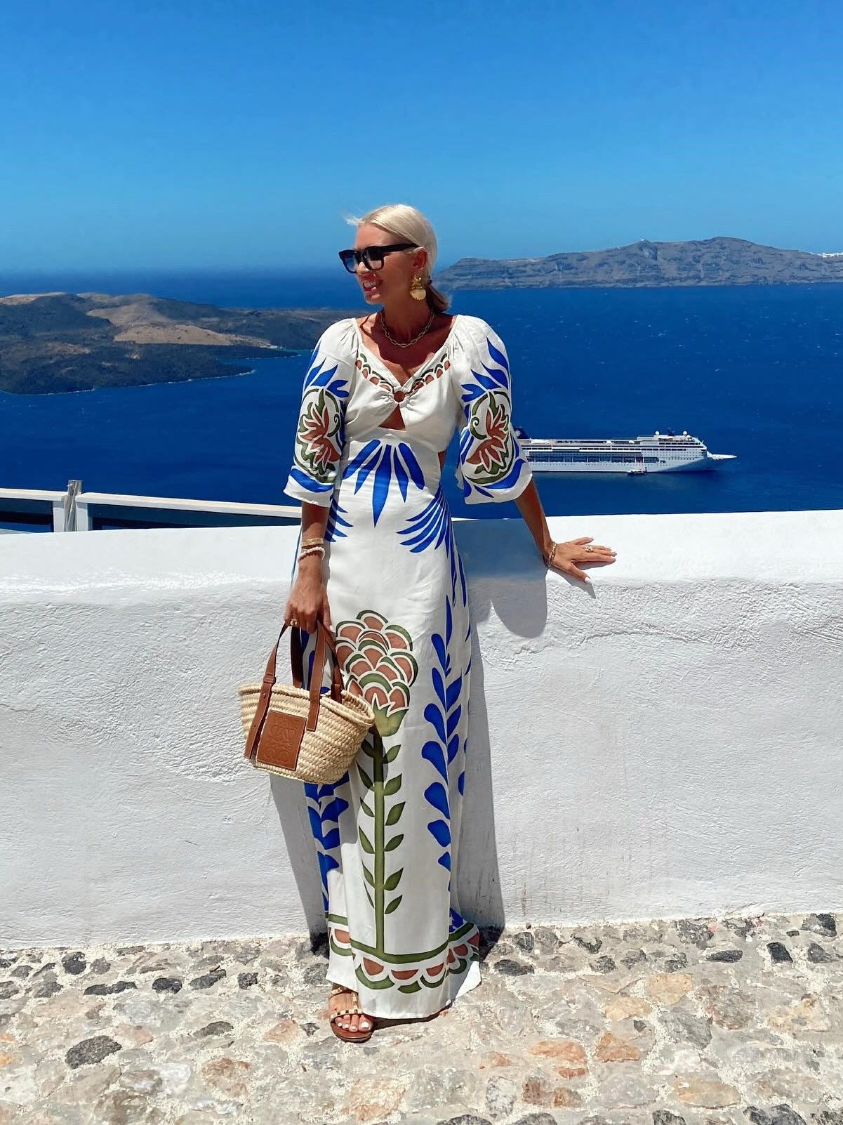 V Neck Printed Dress