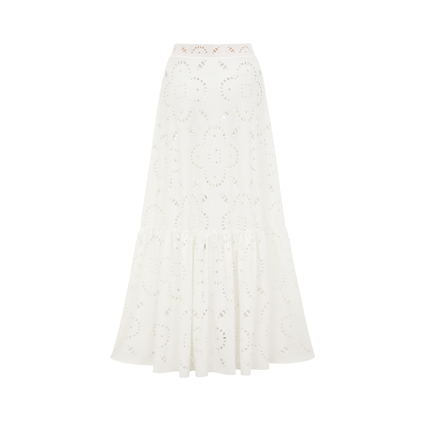 Ruffle White Laser Cutting Flower Hollow Swimsuit Set(s)