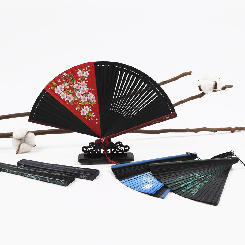 Openwork Bamboo Folding Fan