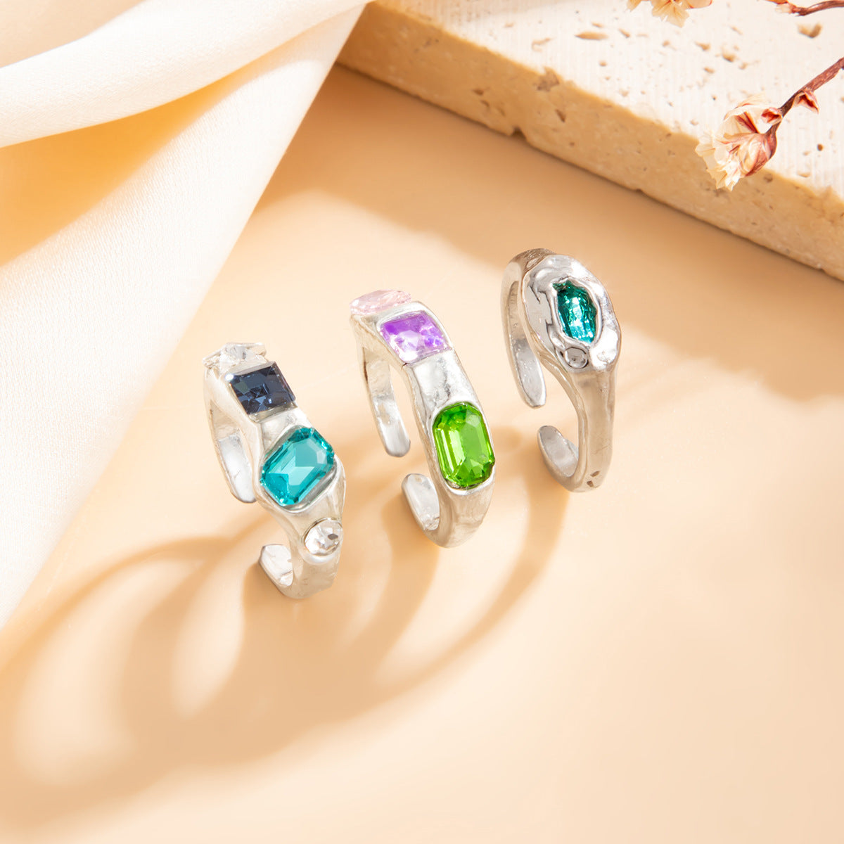 Colored Rhinestones Toe Ring