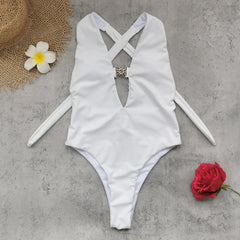 V Neck Cutout Swimsuit