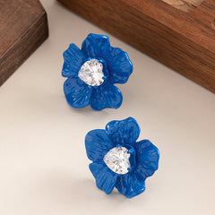 Rhinestone Flower Stud Earrings