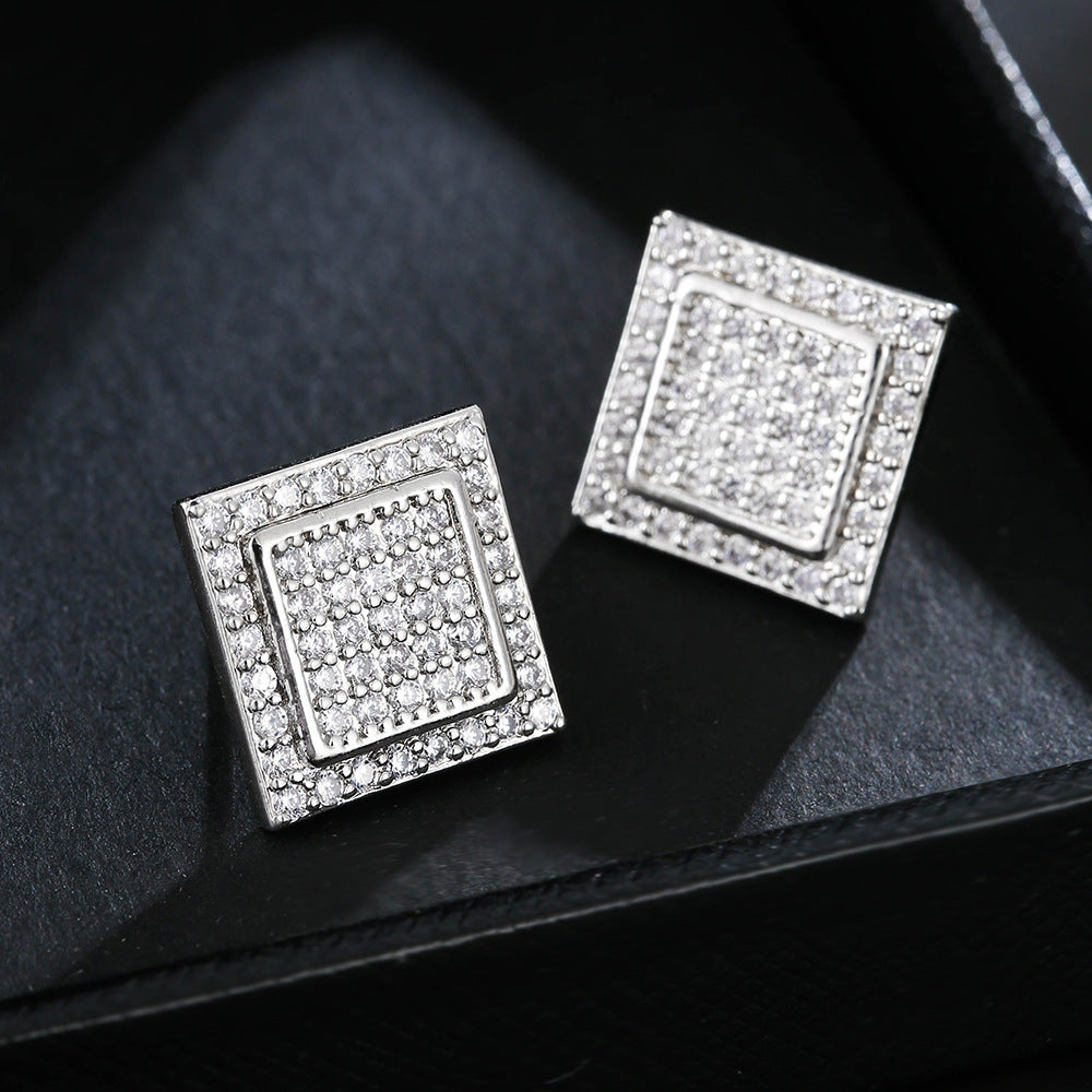 Square Zircon Stud Earrings