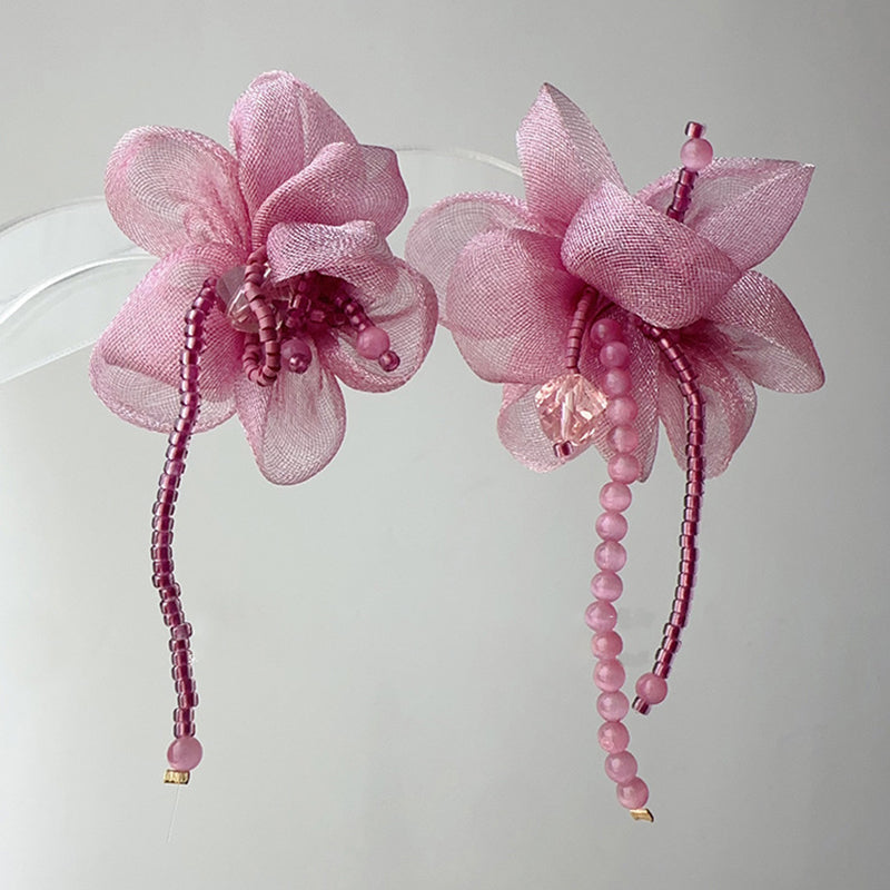 Handmade Beaded Flower Stud Earrings