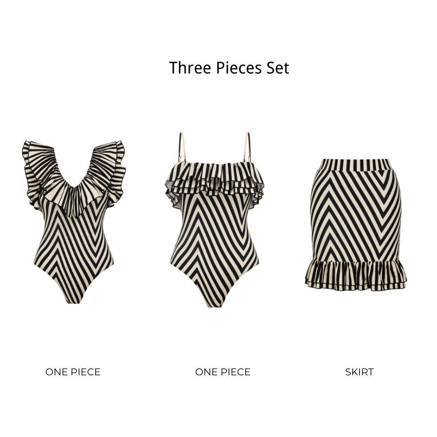 Bandeau Striped Print Swimsuit Set(s)