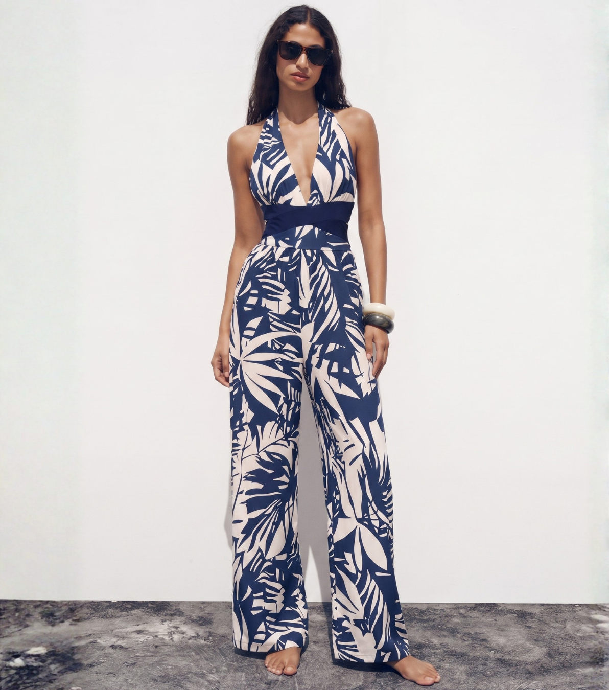 Plus Size V Neck Leaves Print One Piece Swimsuit and Pants/Skirt