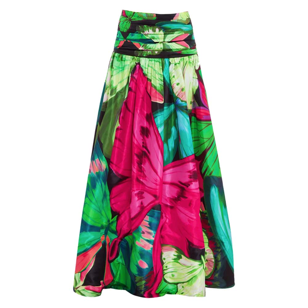 Plus Size Butterfly Printed One Piece Swimsuit and Skirt