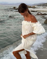 Off Shoulder Puff Sleeve Dress
