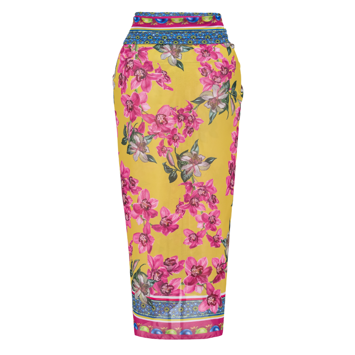 Orchid Print One Piece Swimsuit and Sarong