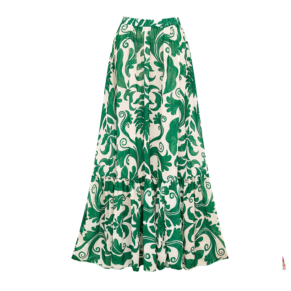 Plus Size V Neck Green Printed Knotted at Waist Tummy Control One piece Swimsuit and Skirts or Pants