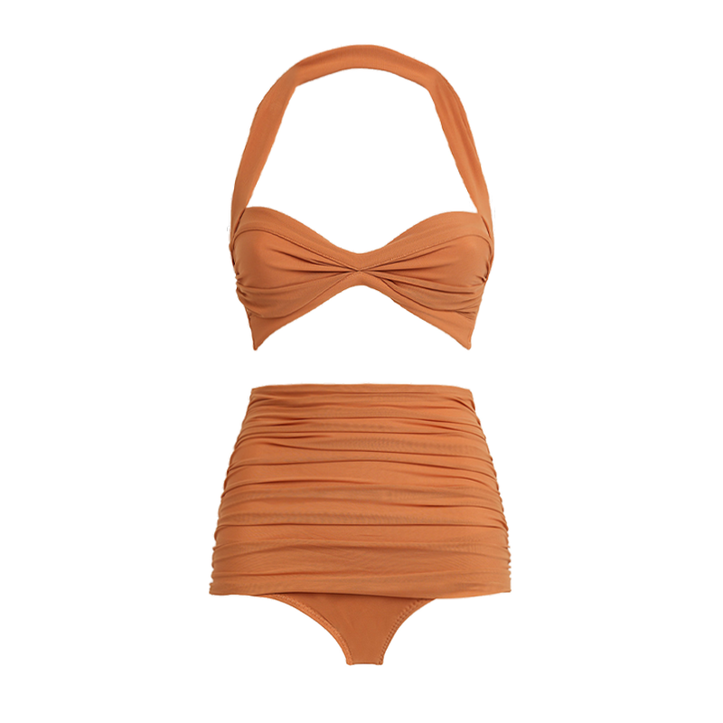 Plus Size Halter Bikini Swimsuit and Sarong Flaxmaker