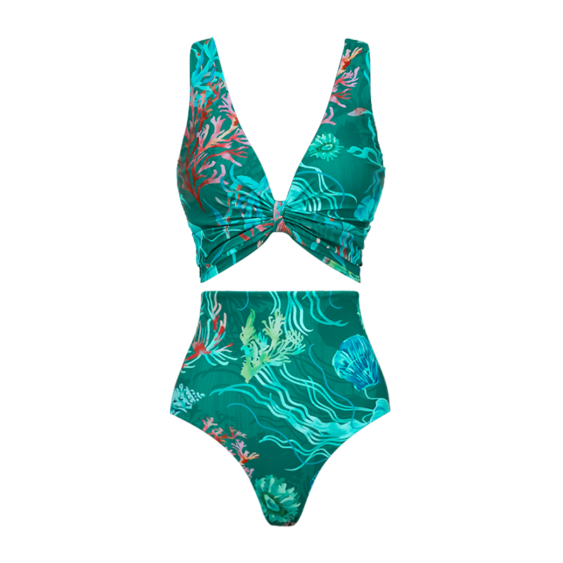 Reversible Mix and Match Marine Organism  Bikini Swimsuit and Skirt