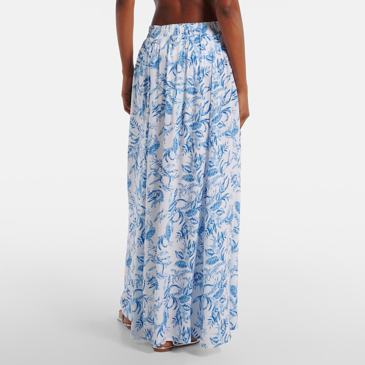 Plus Size Oblique Shoulder Printed One Piece Swimsuit and Skirt