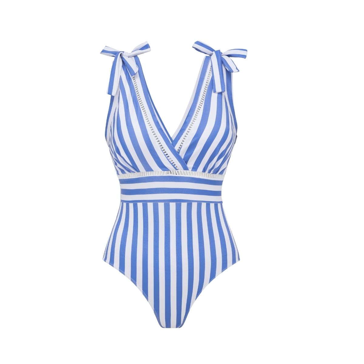 Plus Size Bowknot Striped Print One Piece Swimsuit and Skirt