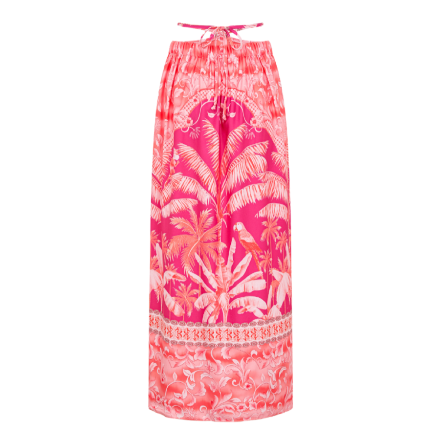 Plus Size Long-sleeved Tropical Jungle Print Bikini Swimsuit and Sarong Flaxmaker