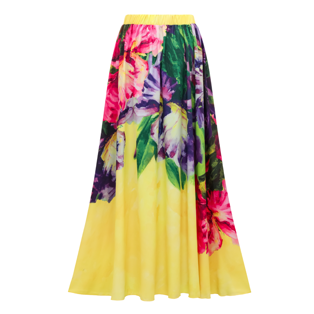 Yellow Oil Painting Flower Print Swimsuit and Sarong