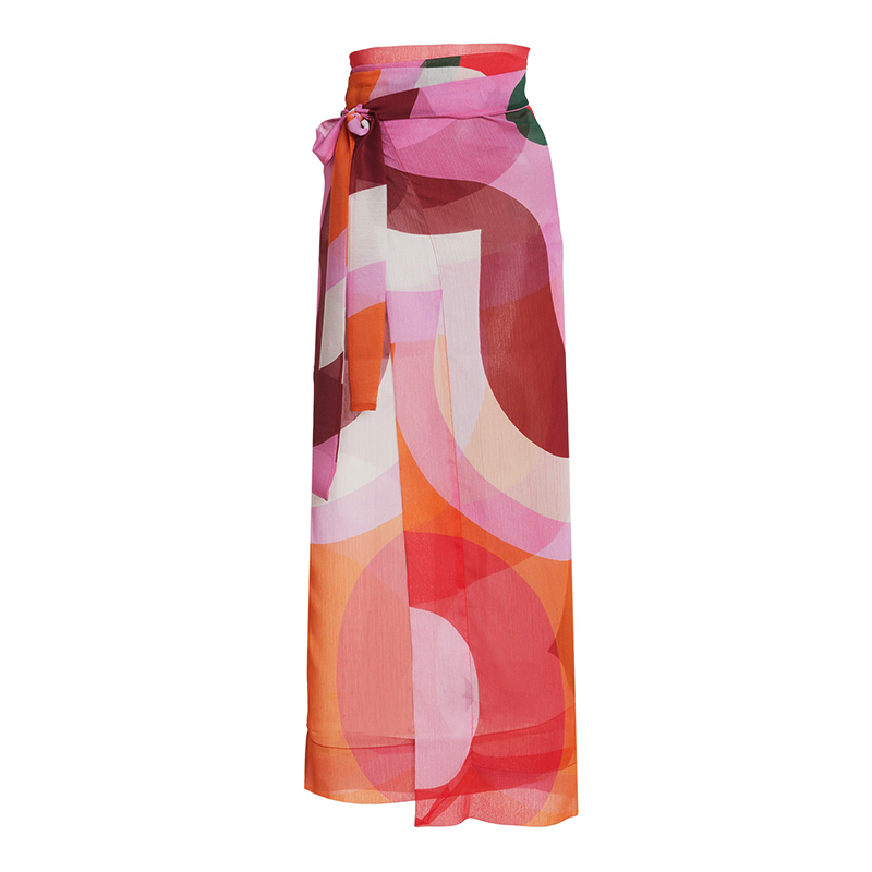 Plus Size Color Block One Piece Swimsuit and Sarong Flaxmaker