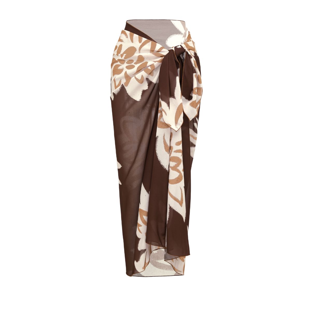 Plus Size One Shoulder Printed One Piece Swimsuit and Sarong
