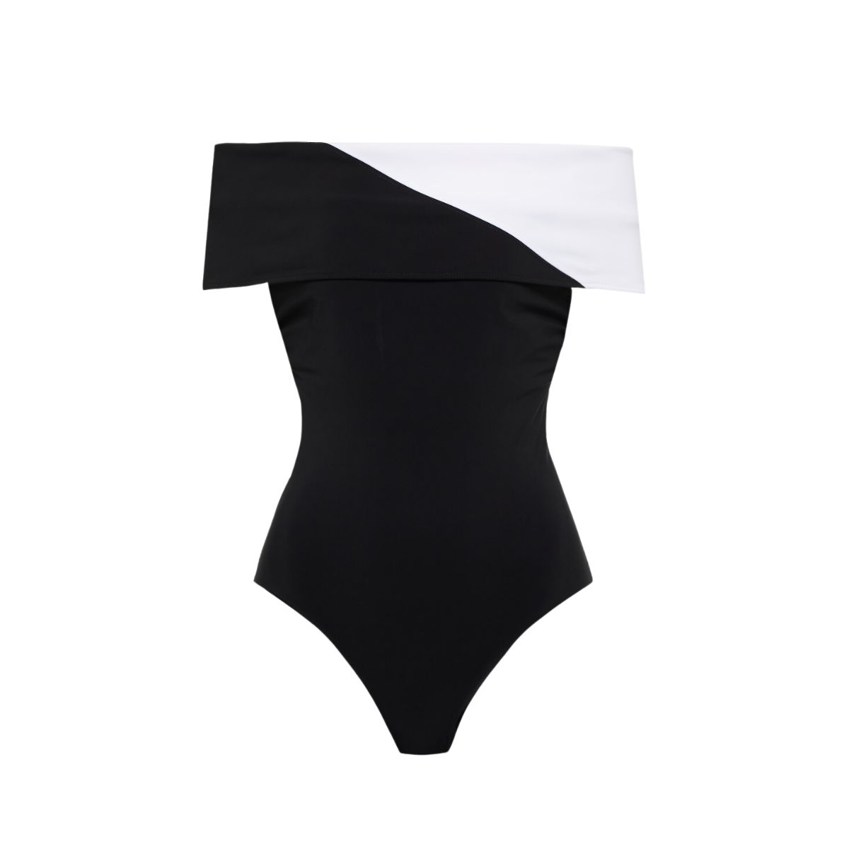 Plus Size Off Shoulder Color Block One Piece Swimsuit and Skirt