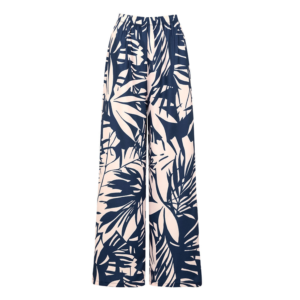 Plus Size V Neck Leaves Print One Piece Swimsuit and Pants/Skirt