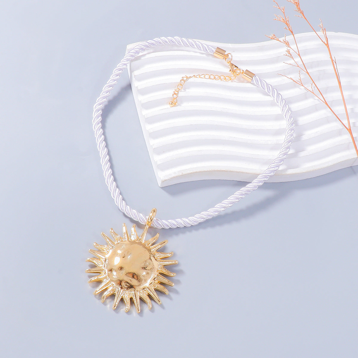 Simple Braided Rope Sunflower Necklace