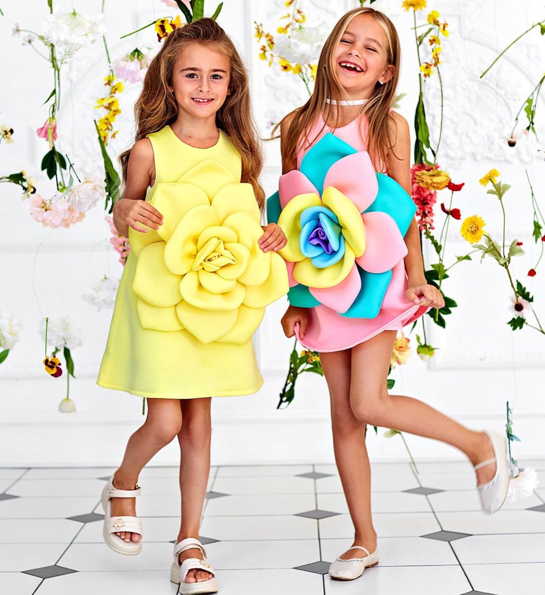 Mom&Me 3D Colorful Floral Sleeveless Dress