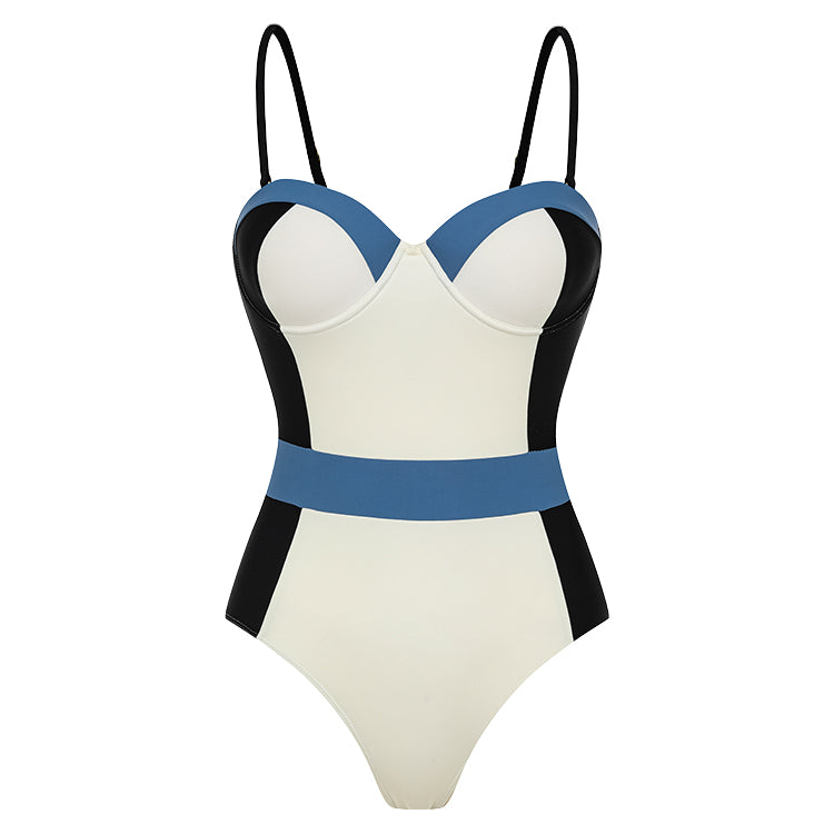 Plus Size Color Block One Piece Swimsuit