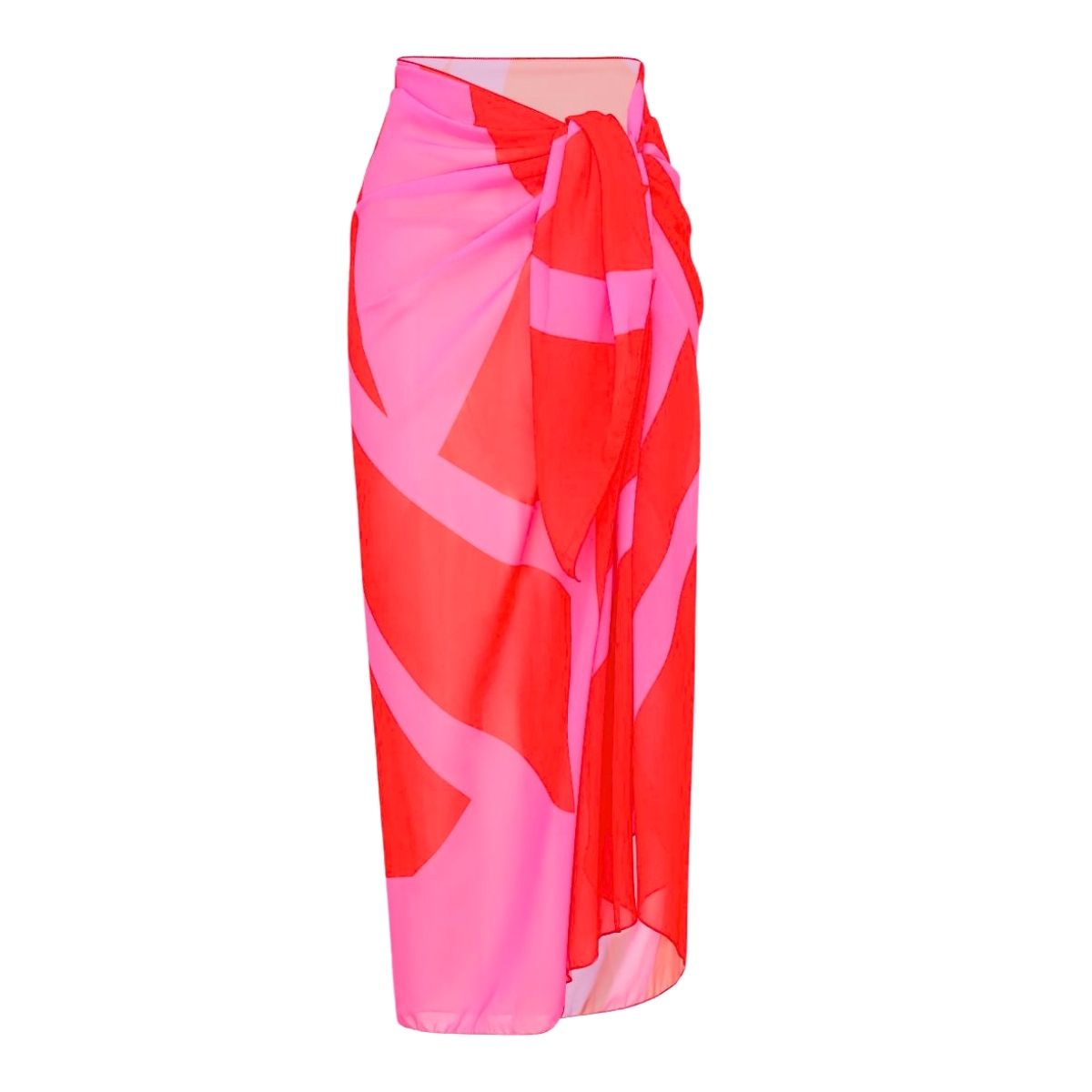 Plus Size One Shoulder Color Block One Piece Swimsuit and Sarong