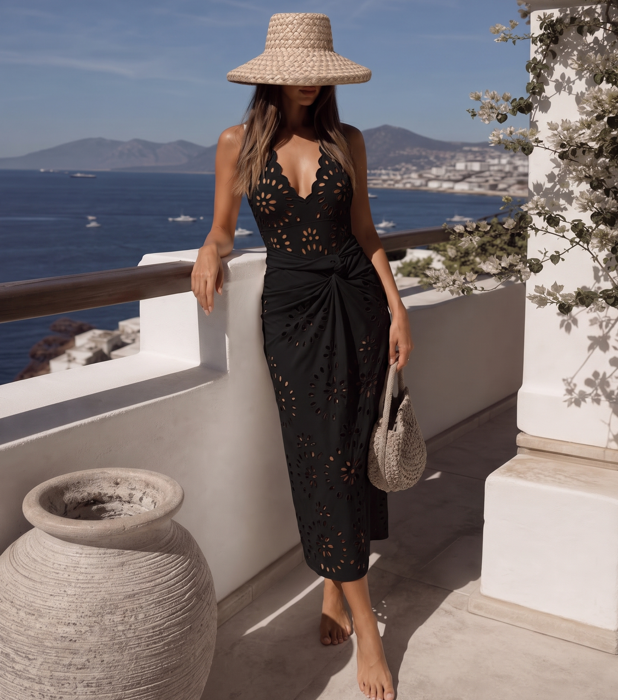 V-neck Black Cutout Swimsuit Set(s)