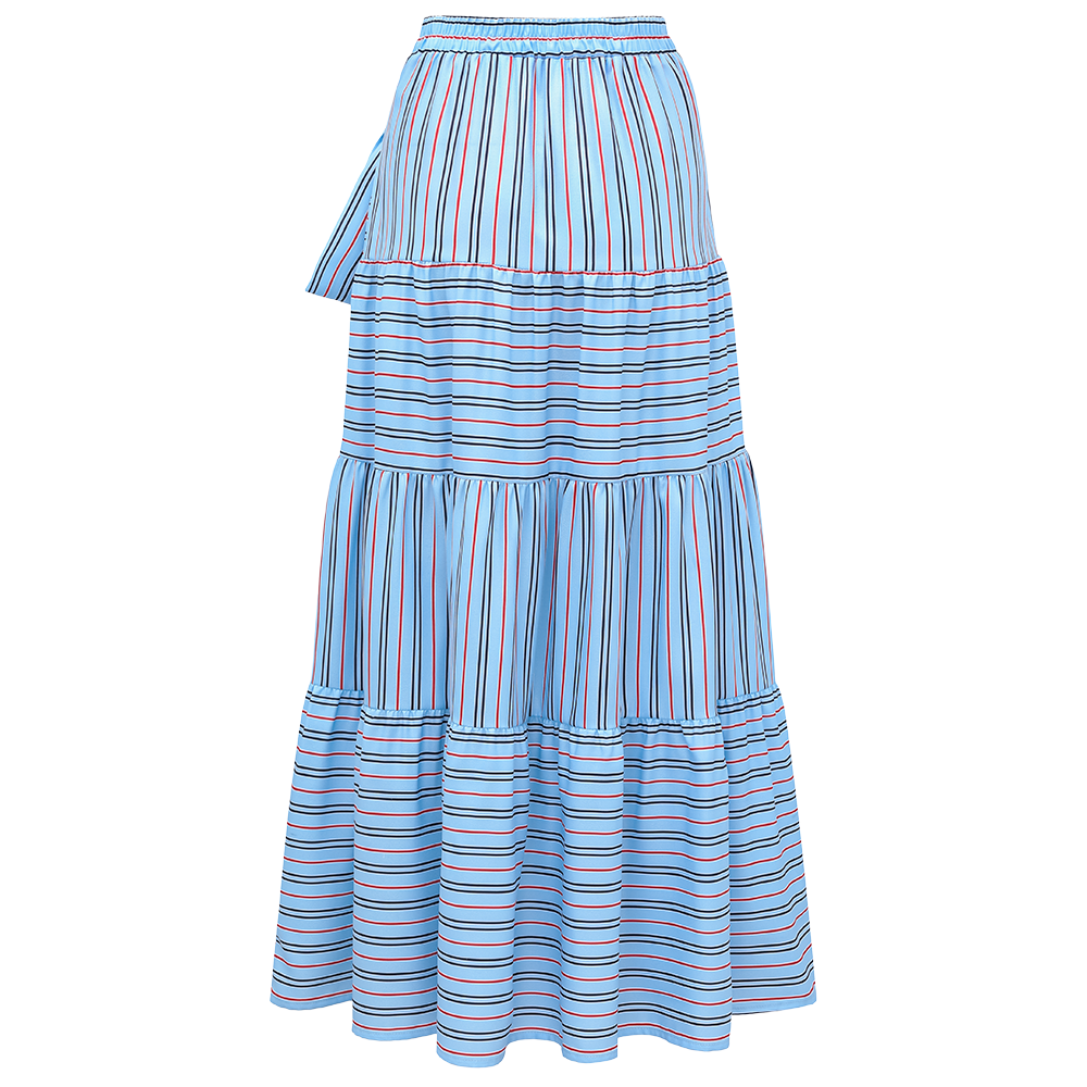 Plus Size Multi-Way Striped Bowknot One Piece Swimsuit and Skirt