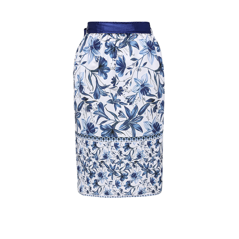 Sling Cut Out Printed One Piece Swimsuit and Skirt