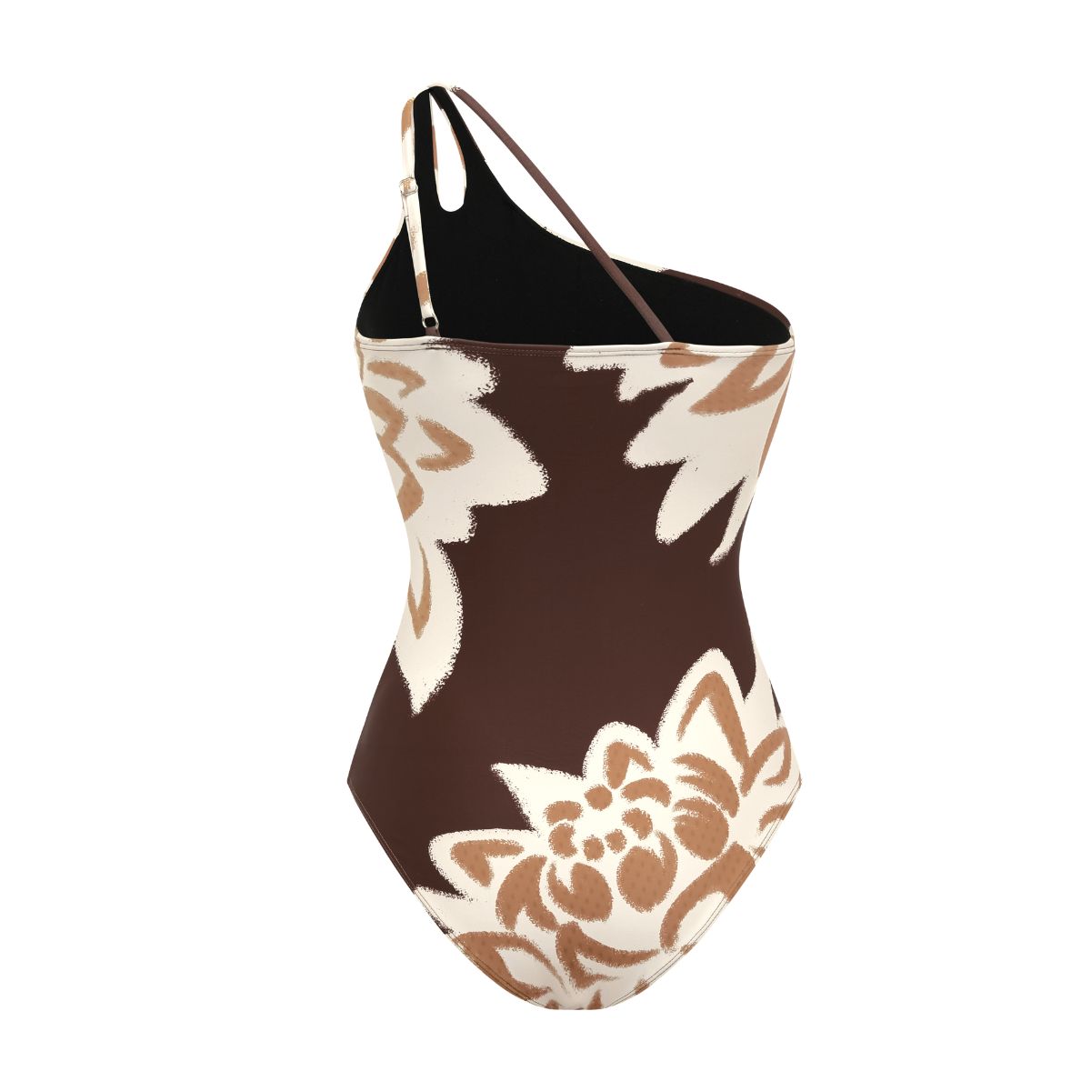 Plus Size One Shoulder Printed One Piece Swimsuit and Sarong
