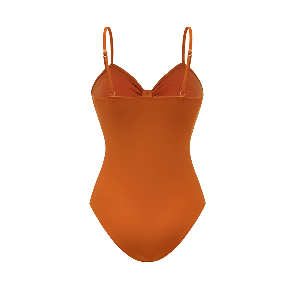 Plus Size Sling Cut Out Bow Tie One Piece Swimsuit and Skirt