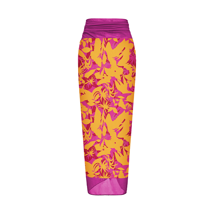 One Shoulder Ruffle Printed One Piece Swimsuit and Sarong Flaxmaker