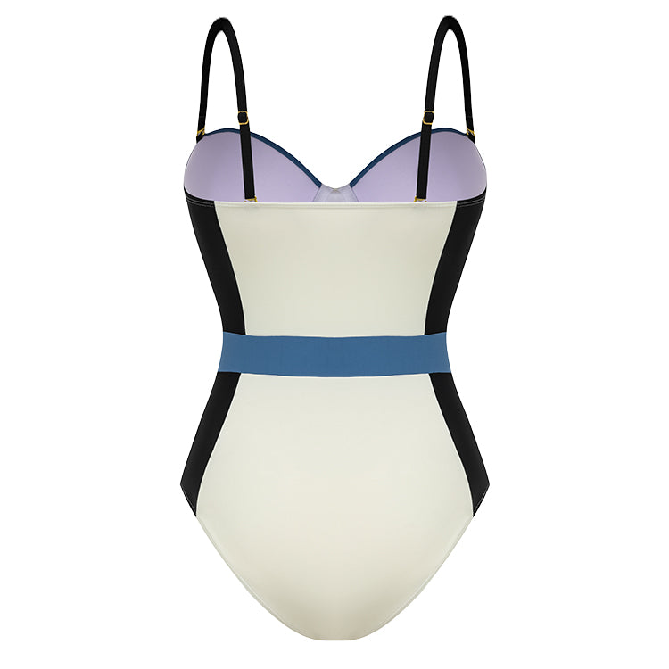 Plus Size Color Block One Piece Swimsuit