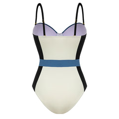 Plus Size Color Block One Piece Swimsuit