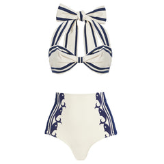 Plus Size Navy Style Printed Bikini Swimsuit and Shorts