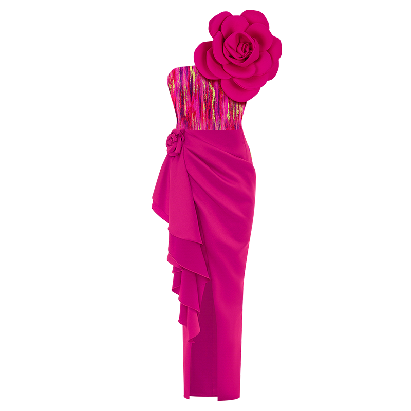 3D Flower Decor One Piece Swimsuit and Skirt Flaxmaker
