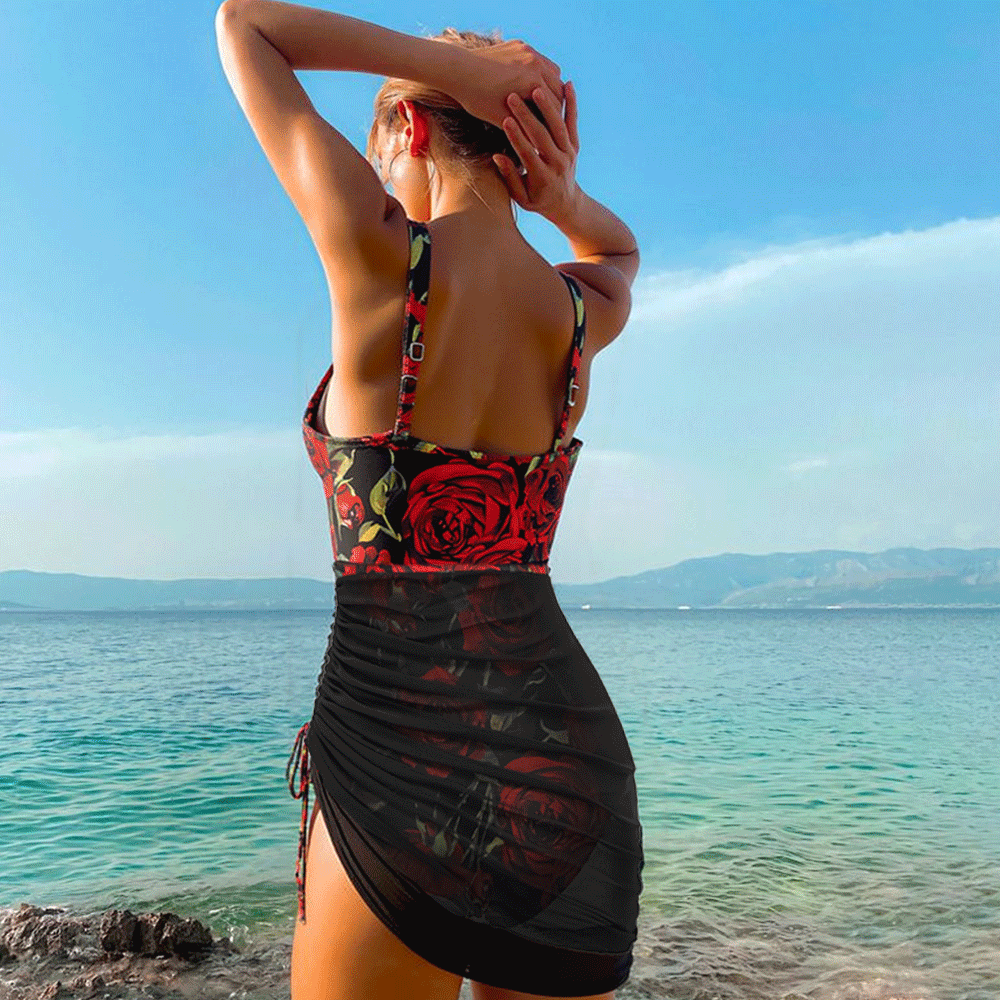 Plus Size Tommy Control Mesh Sheer Swimsuit Dress