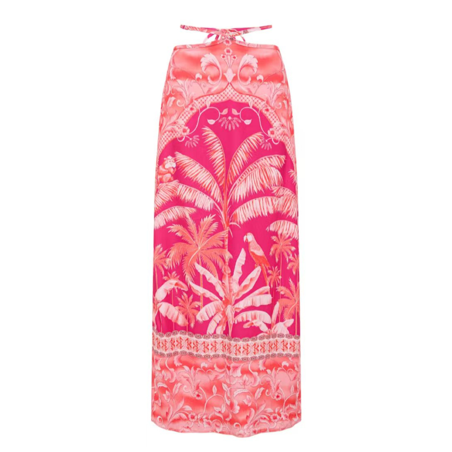 Plus Size Long-sleeved Tropical Jungle Print Bikini Swimsuit and Sarong Flaxmaker