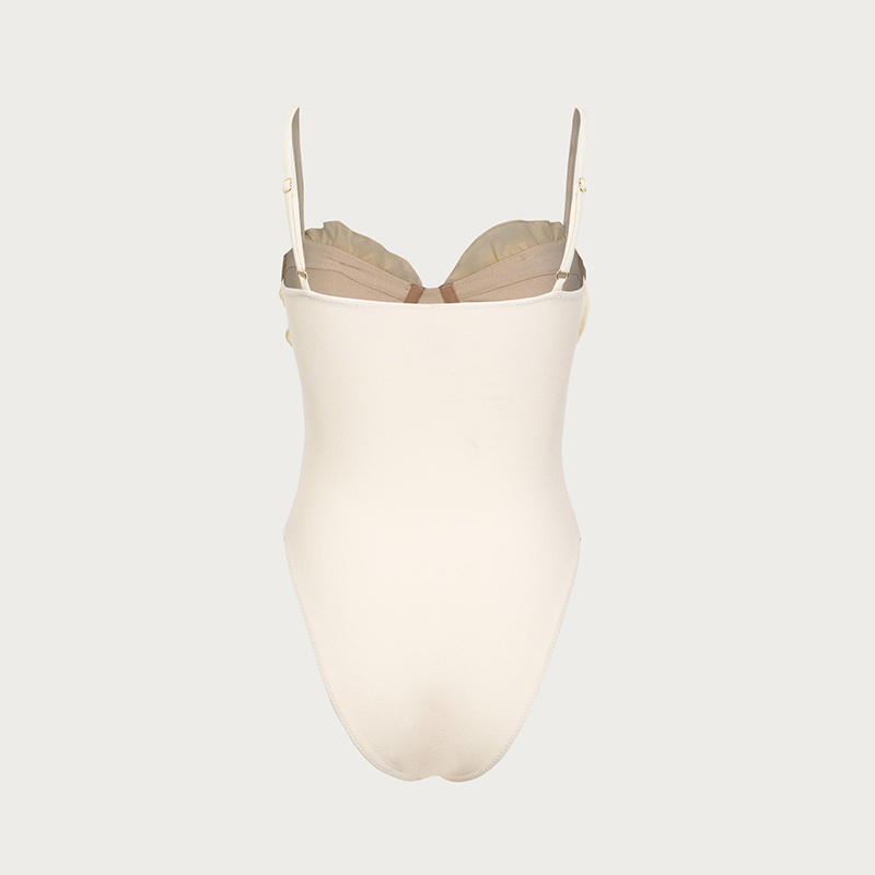 Plus Size 3D Flower White One Piece Swimsuit Flaxmaker