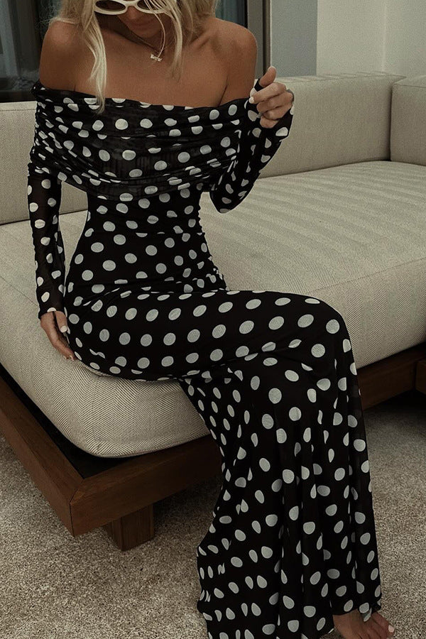 Off Shoulder Polka-Dot Dress