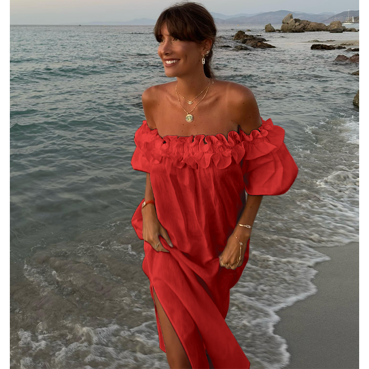 Off Shoulder Puff Sleeve Dress