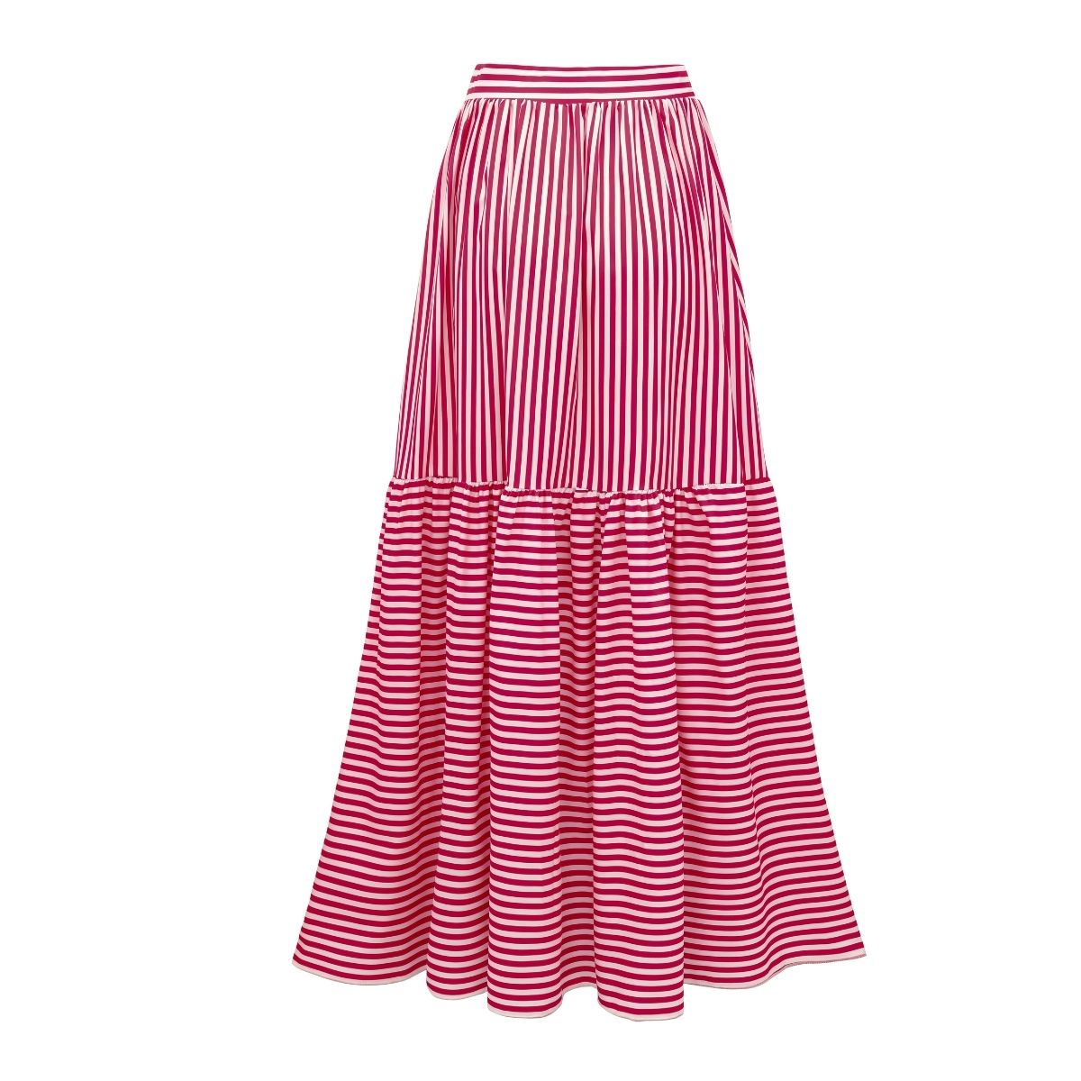 Plus Size Bandeau Striped Print One Piece Swimsuit and Skirt